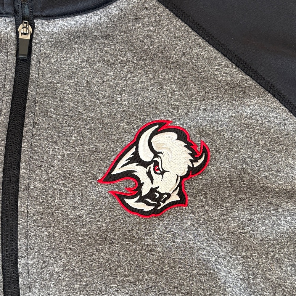 Buffalo Sabres Goathead Full Zip Sweatshirt Jacket Gray and Black Size 2XL - Picture 2 of 4